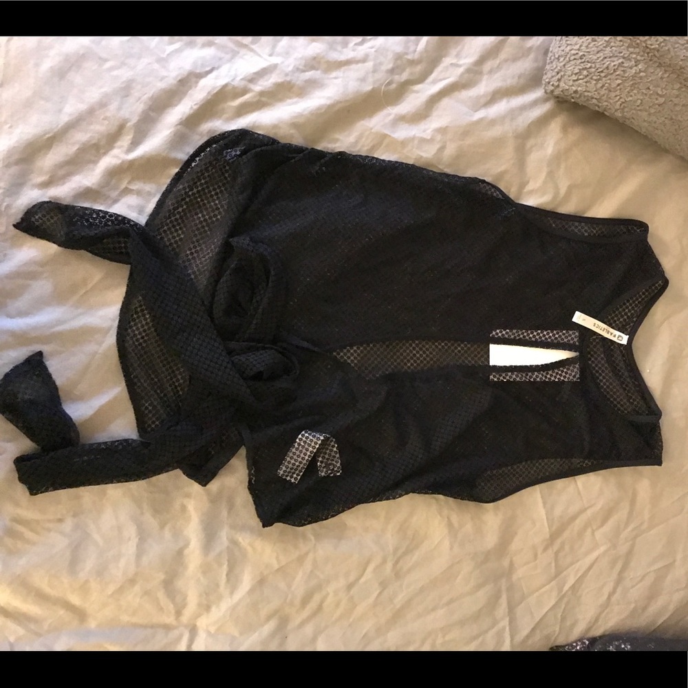 Black mesh wrap top